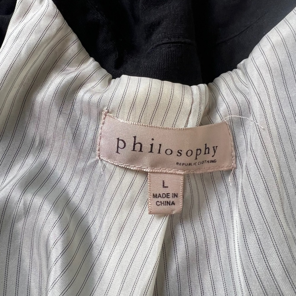 Philosophy Blazer Womens L‎ Black Single Button Knit Professional Career Jacket - Picture 4 of 11